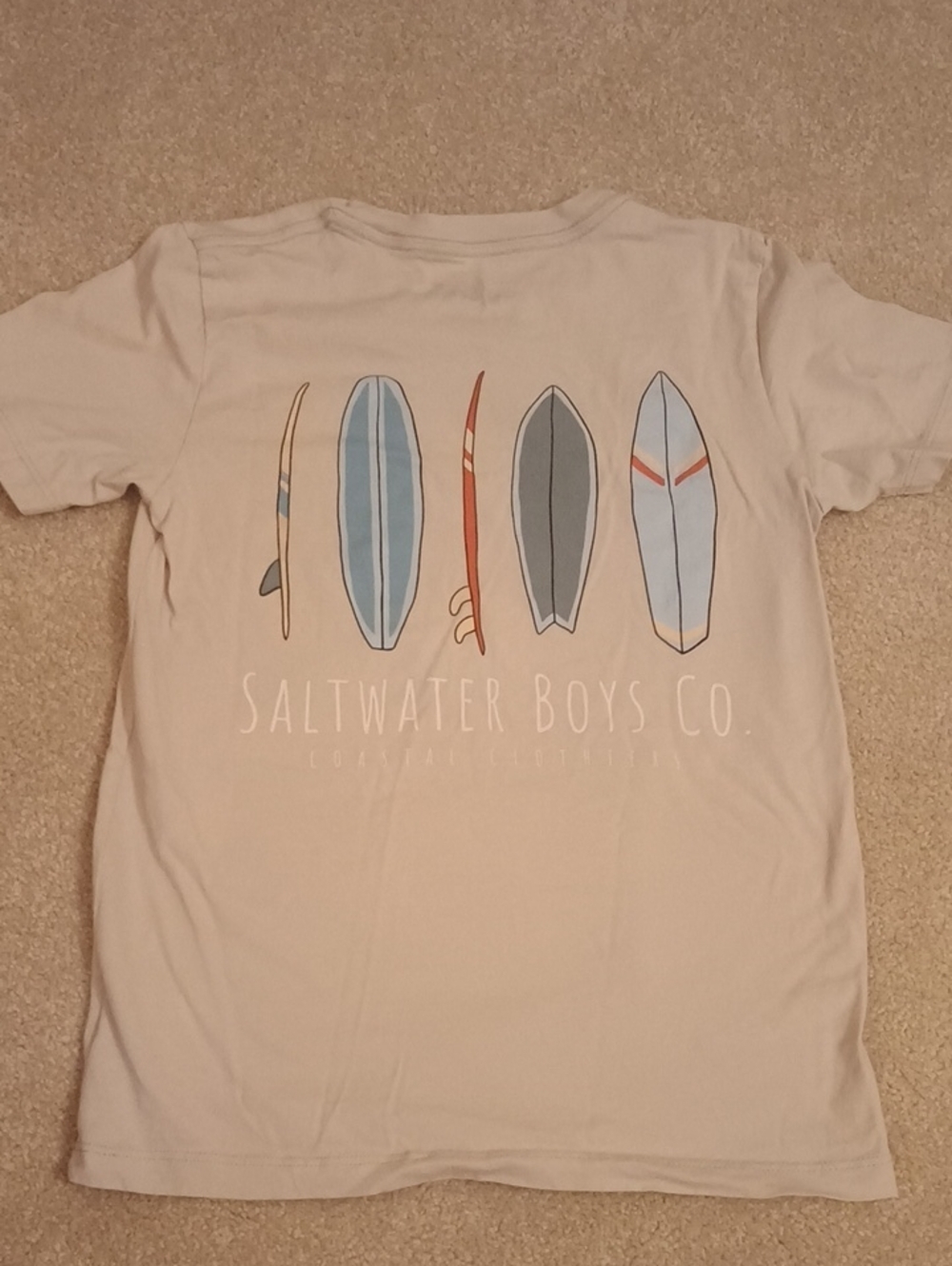 Saltwater Boys Co. Surfboard Graphic Tee - Light Gray & Blue